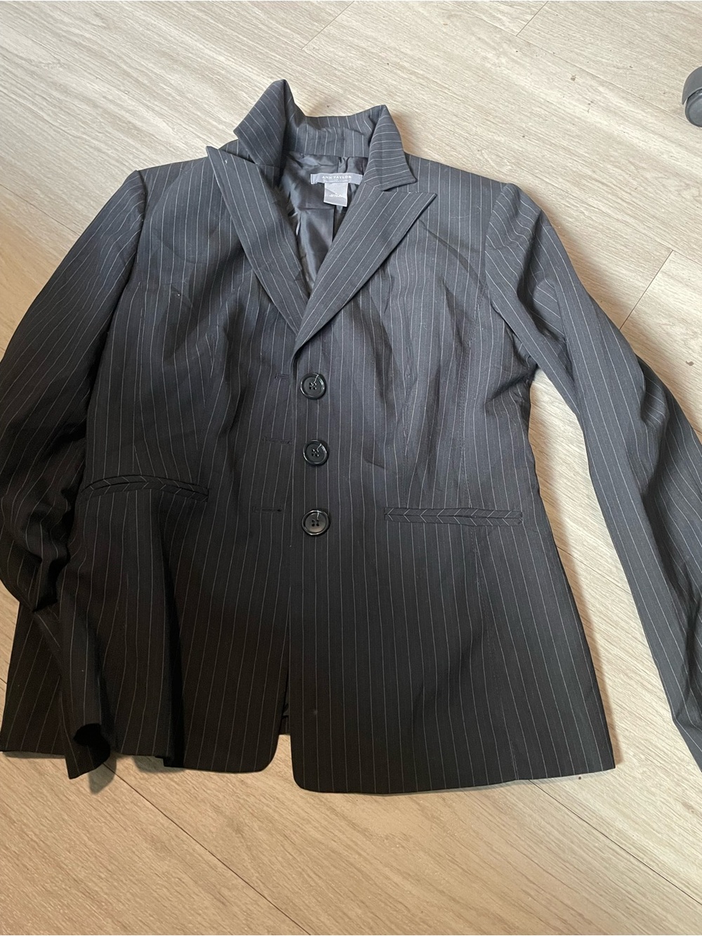 Ann Taylor Black Pinstripe Womens Blazer